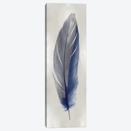 Blue Feather On Silver II Canvas Print #JUL54} by Julia Bosco Canvas Print