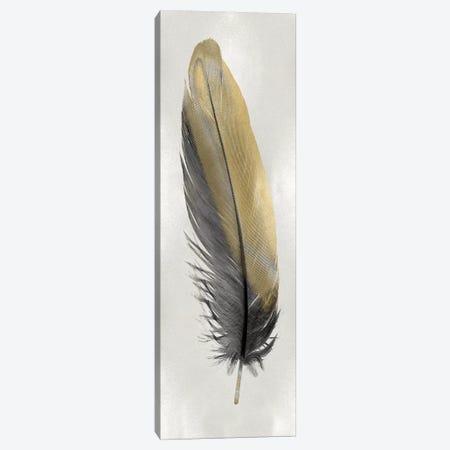 Gold Feather On Silver I Canvas Print #JUL57} by Julia Bosco Canvas Art Print