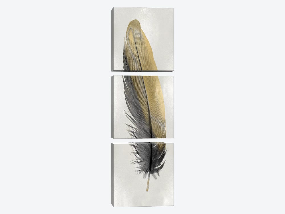 Gold Feather On Silver I by Julia Bosco 3-piece Art Print