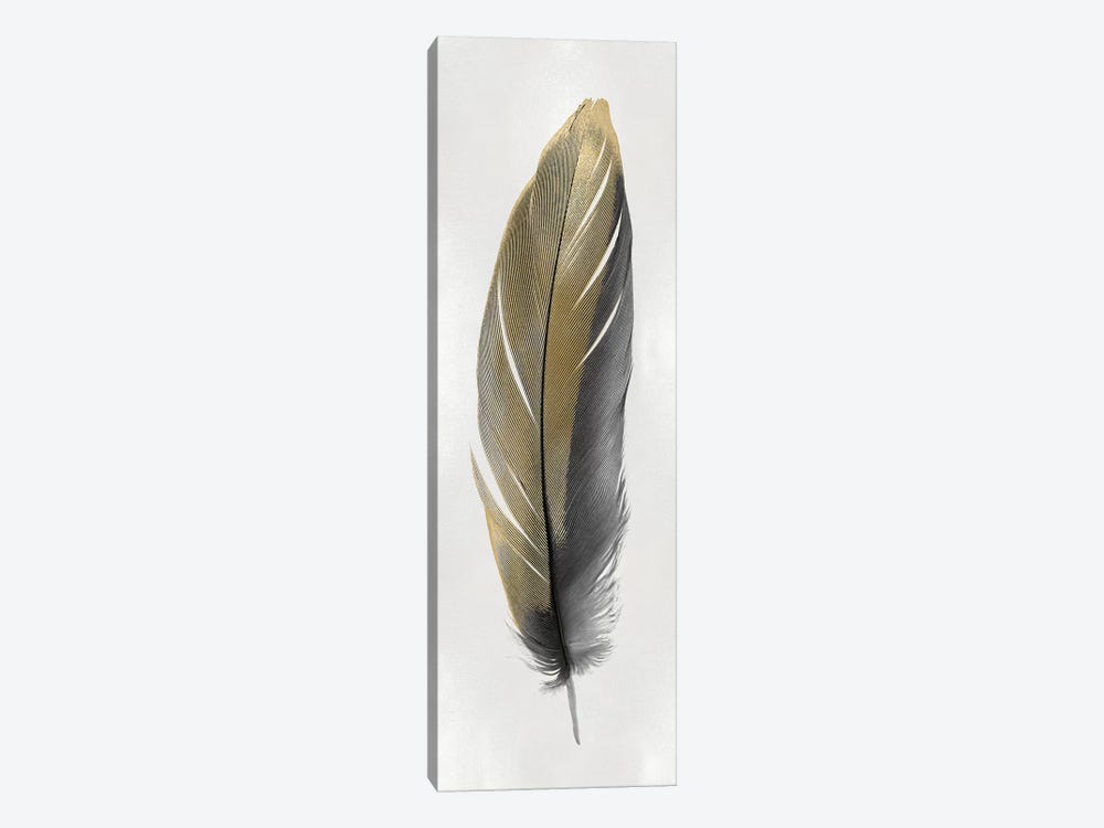 Gold Feather On Silver II by Julia Bosco 1-piece Canvas Art
