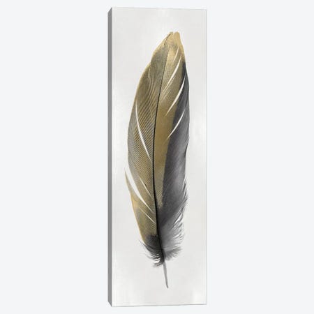 Gold Feather On Silver II Canvas Print #JUL58} by Julia Bosco Canvas Artwork