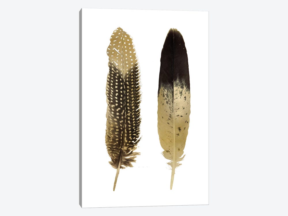 Gold Feather Pair On White 1-piece Canvas Print