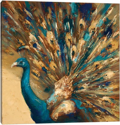 Proud Peacock Canvas Art Print - Best Selling Animal Art