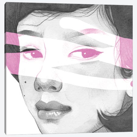 Pink Neon Girl Canvas Print #JUR59} by JUURI Canvas Art