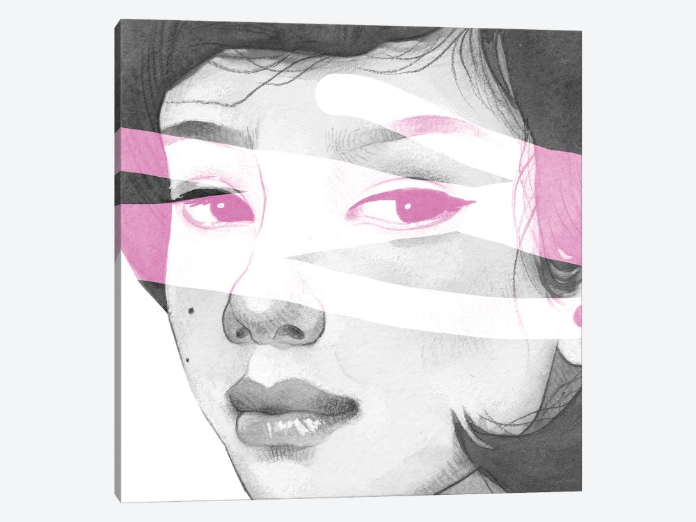 Pink Neon Girl by JUURI 1-piece Canvas Print