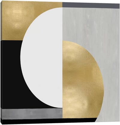 Balanced in Gold I Canvas Art Print - Circular Abstract Art