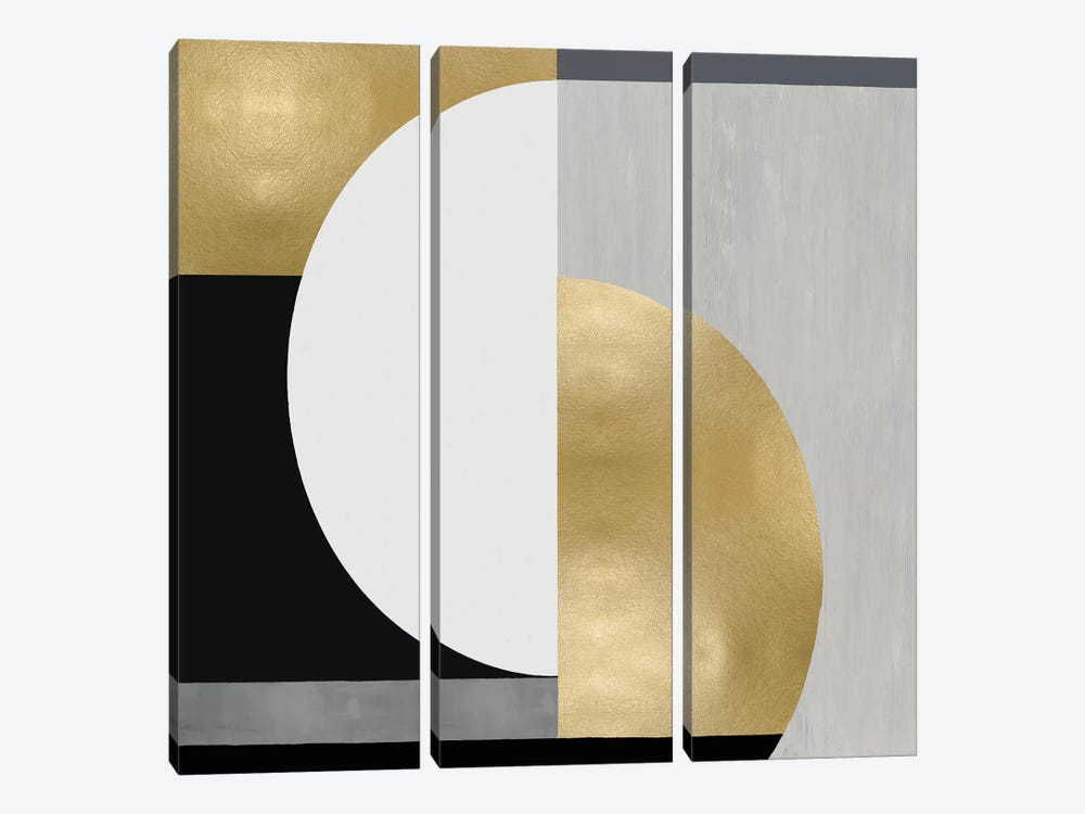 Balanced in Gold I by Justin Thompson 3-piece Canvas Wall Art