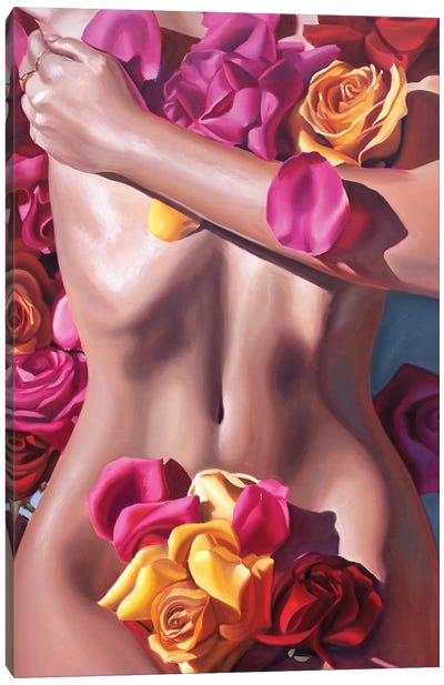 Floral Nude Canvas Art Print - Red Passion