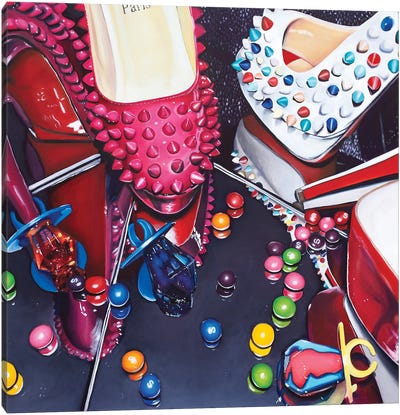 Louboutins & Ring Pops Canvas Art Print - Shoe Art
