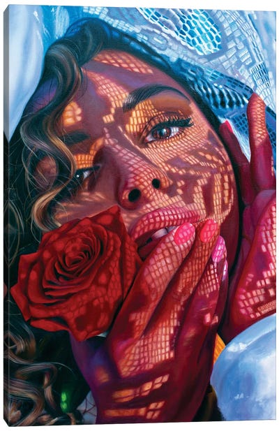 Nicole Through Lace Canvas Art Print - Julia Ryan