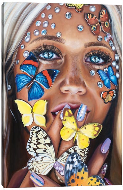 Butterfly Kiss Canvas Art Print - Hyperreal Portraits