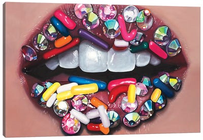 Candy Lips Canvas Art Print - Hyperreal Portraits