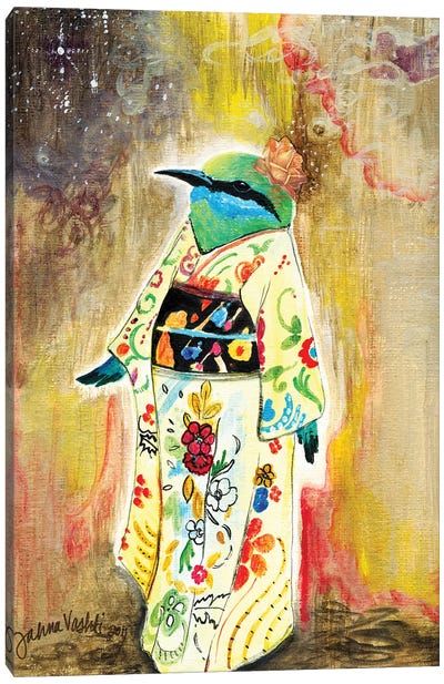 Kimono Bird Canvas Art Print - Japanimals