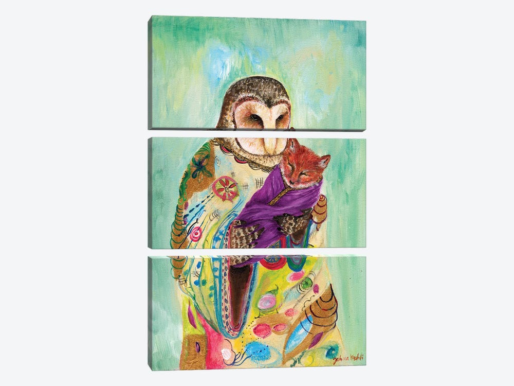 Mother Owl by Jahna Vashti 3-piece Canvas Print