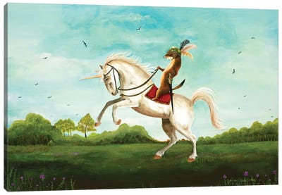 Sir Weasel's Advance Canvas Art Print - Unicorn Art