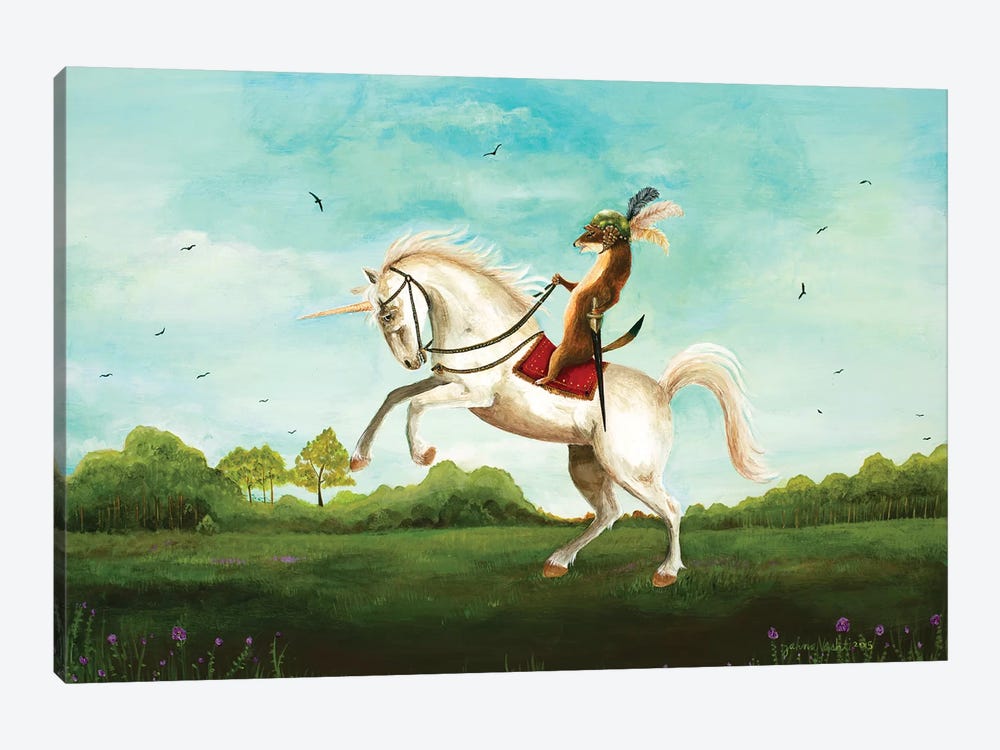 Sir Weasel's Advance by Jahna Vashti 1-piece Canvas Print