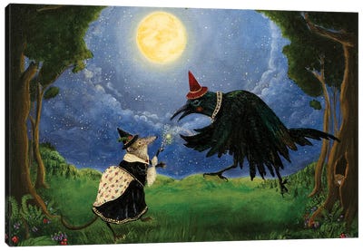 The Shrew and the Crow Canvas Art Print - Folk Art