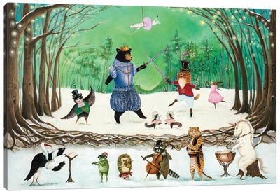 The Waltz of Winter Canvas Art Print - Unicorn Art