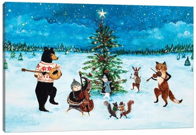 O Joyous Night! Canvas Art Print - Christmas Animal Art