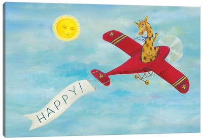 Happy Canvas Art Print - Giraffe Art