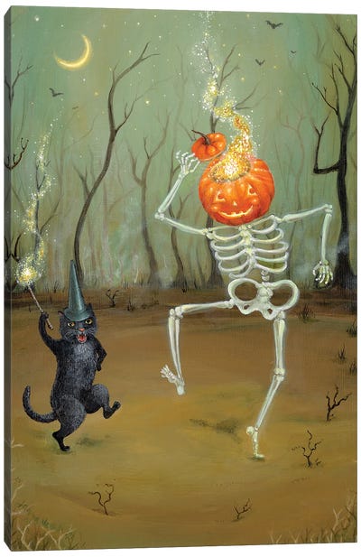 Spooky Sparkles Canvas Art Print - Skeleton Art