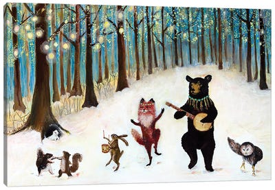Forest Festivities Canvas Art Print - Folk Art