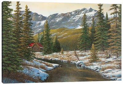 Between The Evergreens Canvas Art Print - Jake Vandenbrink