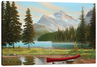 Spirit Island Escape Canvas Art Print - Canoe Art