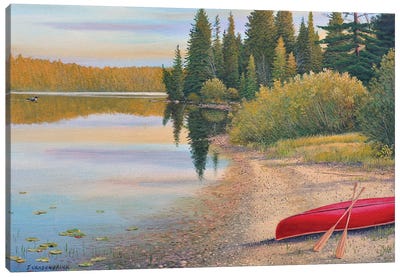 A Summer Escape Canvas Art Print - Canoe Art