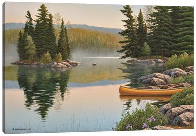 Summer Mist Canvas Art Print - Evergreen Tree Art