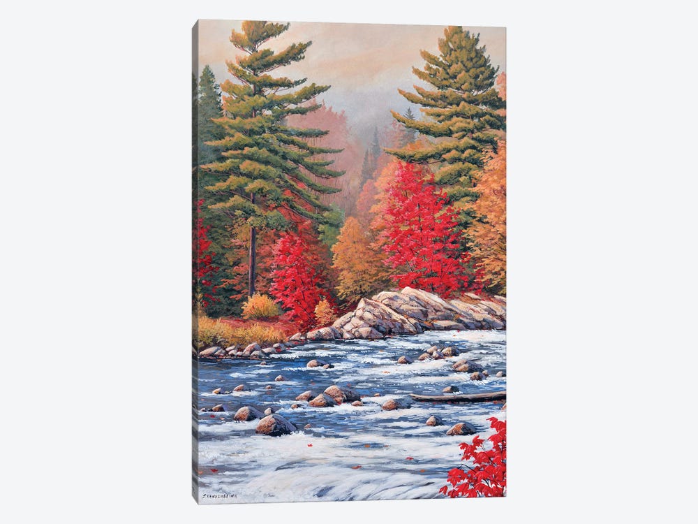 Red Maples, White Water by Jake Vandenbrink 1-piece Canvas Art