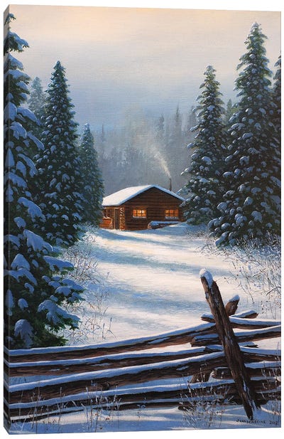 Quiet Refuge Canvas Art Print - Rustic Winter