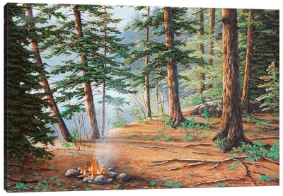 Outdoor Life Canvas Art Print - Camping Art