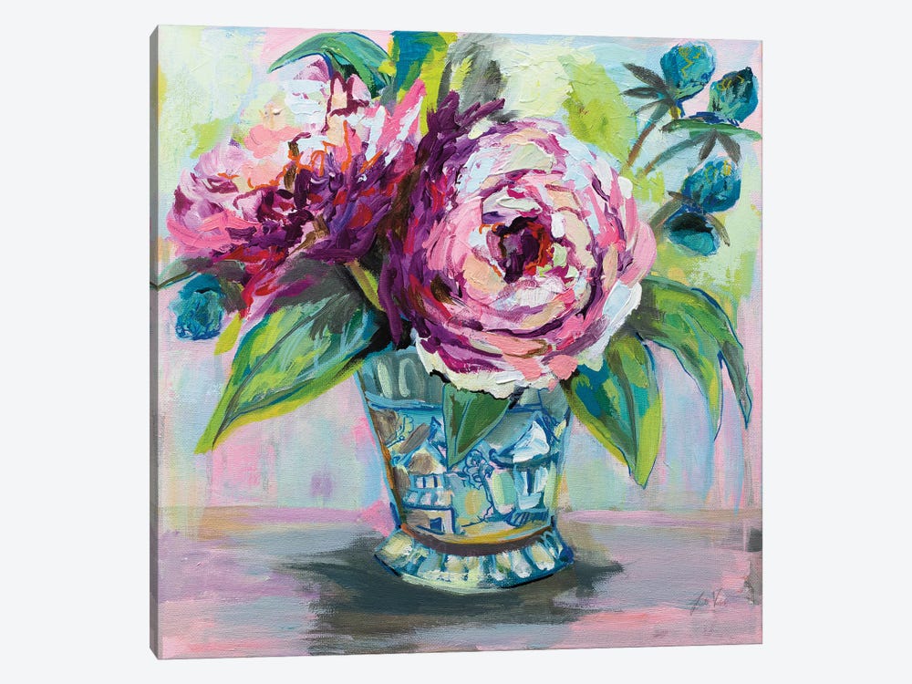 Pink Peonies I by Jeanette Vertentes 1-piece Canvas Artwork