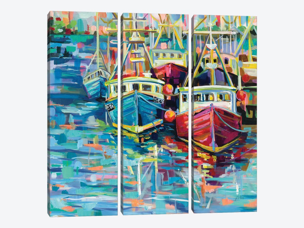 Stonington Docks by Jeanette Vertentes 3-piece Canvas Artwork