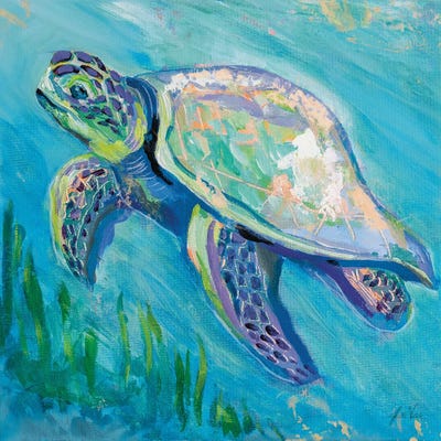 Sea Turtle Swim II by Jeanette Vertentes framed wall art