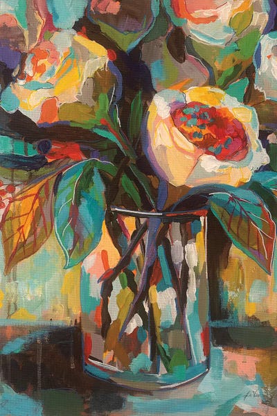 Stained Glass Floral by Jeanette Vertentes framed wall art