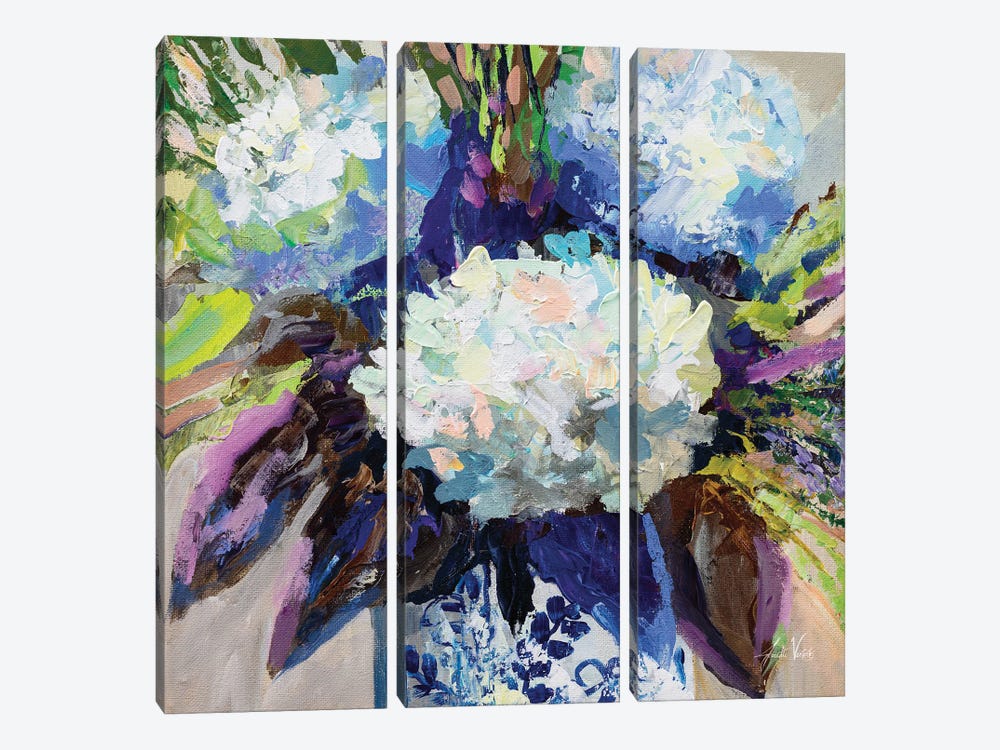 Hydrangea Chinoiserie II by Jeanette Vertentes 3-piece Canvas Art