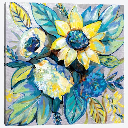 Sage and Sunflowers I Canvas Print #JVE51} by Jeanette Vertentes Art Print