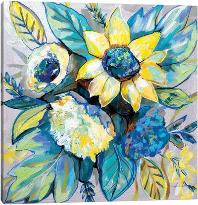 Sage and Sunflowers I Canvas Art Print - Jeanette Vertentes