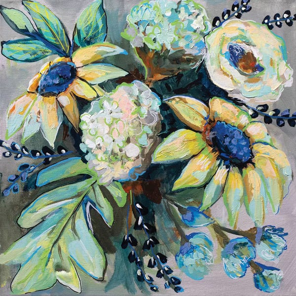 Contemporary Fine Art: Sage and Sunflowers II by Jeanette Vertentes