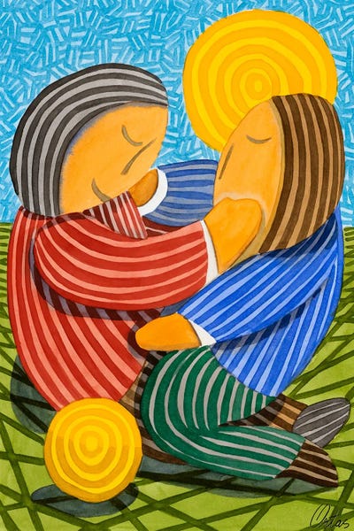 Stripes: Two Children And A Ball by Javier Ortas