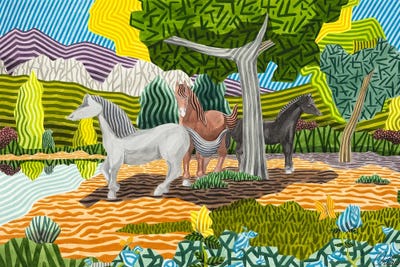 Horses And Butterflies by Javier Ortas canvas print