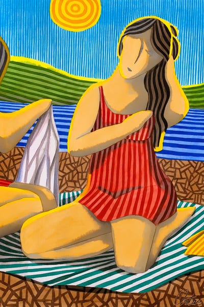 On Island Time: Girl On The Beach In Red Dress by Javier Ortas
