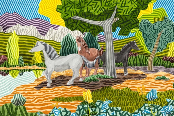 Fine Lines: Horses And Butterflies by Javier Ortas