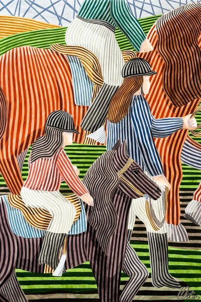 Stripes: Equestrian Scene With A Pony by Javier Ortas