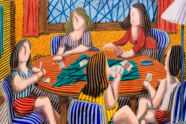 Stripes: Women Playing Cards by Javier Ortas