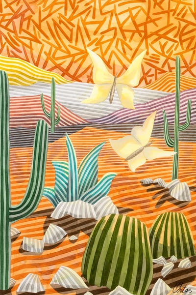 Fine Lines: Two Yellow Butterflies by Javier Ortas