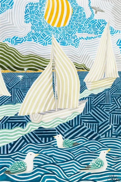 Fine Lines: Sailboats And Seagulls by Javier Ortas