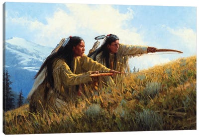 Approach Of The Great Bear Canvas Art Print - Indigenous & Native American Culture